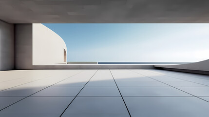 Obraz premium 3d render of abstract futuristic architecture with empty concrete floor