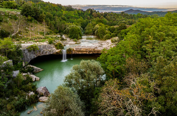 Fototapeta na wymiar Waterfall in forest Pazin Istria 