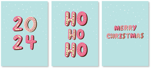 Merry Christmas greeting card. Vector design. Christmas red stylish hand written card.