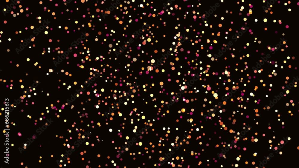 Aufkleber abstract video footage with moving particles on a dark background, a minute for editing transitions 