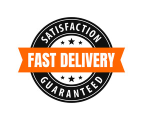 Fast delivery circular label badge stamp isolated on white. Vector Illustration