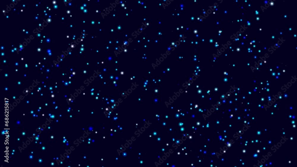 Aufkleber abstract video footage with moving particles on a dark background, a minute for editing transitions 