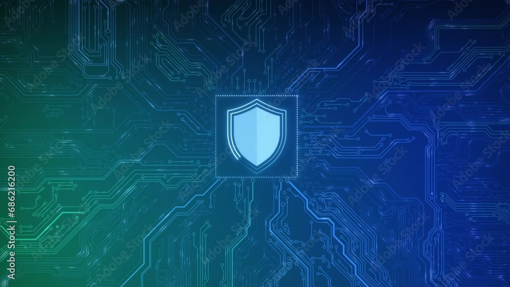 Aufkleber security hologram virtual hud pin with shield and lock. concept of finance data privacy and smartpho