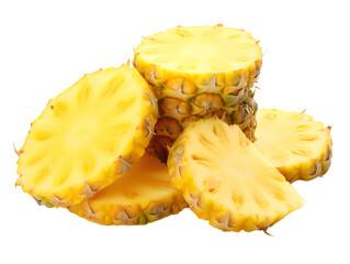Juicy Pineapple Slices, isolated on a transparent or white background