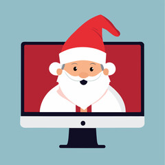 santa claus with laptop
