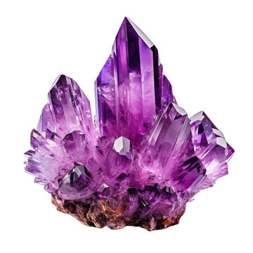 Amethyst crystals contras isolated on transparent background
