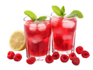 Refreshing Raspberry Lemonade, isolated on a transparent or white background