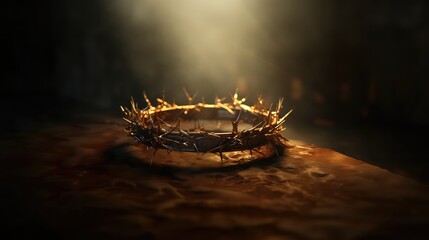 Crown of thorns enlightened by rays of sun
