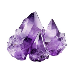 Amethyst crystals contras isolated on transparent background - obrazy, fototapety, plakaty