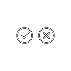 Checkmark-Check, X or Approve & Deny Line Art Vector Color Icon for Apps and Websites. Vector