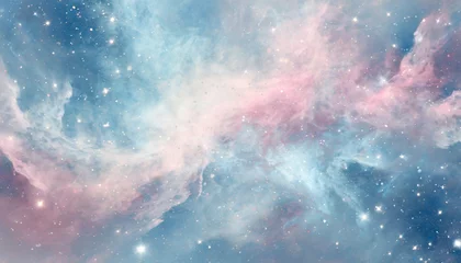 Fotobehang abstract pastel pale blue pink galaxy nebula background © Mary