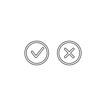 Checkmark-Check, X or Approve & Deny Line Art Vector Color Icon for Apps and Websites. Vector © Maksims