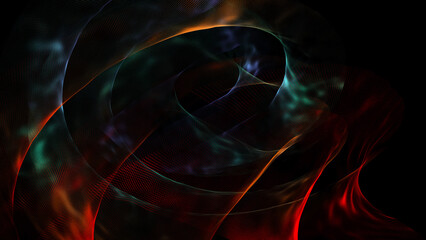 Collection of bright dots on a dark background. Abstract sound wave of particles. Data network. 3D rendering.