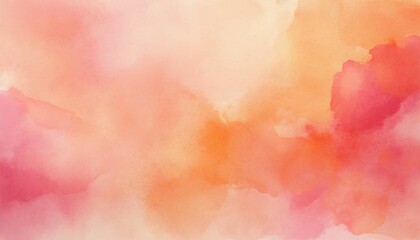orange and pink background with watercolor painted texture and distressed vintage grunge stains old pastel peach and soft light red watercolor paint on paper - obrazy, fototapety, plakaty
