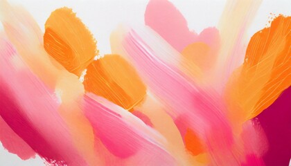 pink and orange art painting on white background - obrazy, fototapety, plakaty
