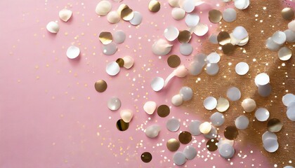 pearl confetti on pink background