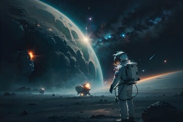 Obraz premium Astronaut On a Alien Planet
