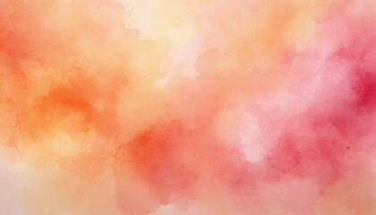 orange and pink background with watercolor painted texture and distressed vintage grunge stains old pastel peach and soft light red watercolor paint on paper