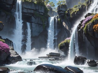 waterfall in the mountains
