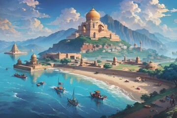Concept art of Ancient Indian Port