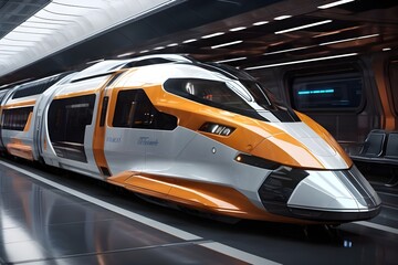 futuristic train in motion blur