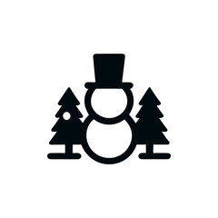 Happy winter snowman and Christmas trees. Vector icon for apps and websites - 686219612