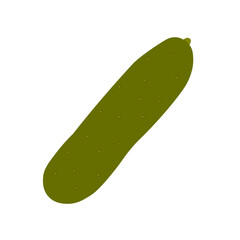 Cucumber colored hand drawn isolated icon, Scalable print ready vector illustration in trendy flat style design.