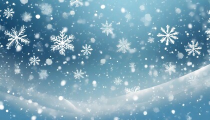 Fototapeta na wymiar generative ai winter background with falling snowflakes falling snowflakes on blue background