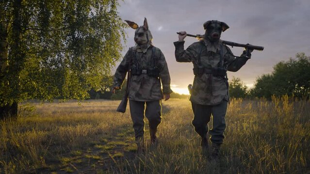 Soldier wehrmacht world war two in a scary mask. 
