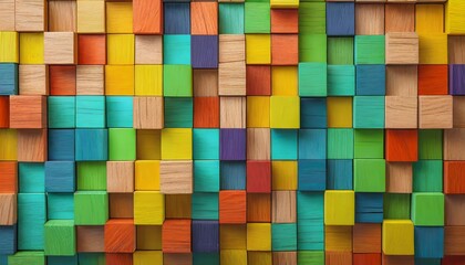 abstract block stack wooden 3d cubes colorful wood texture for backdrop