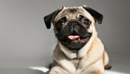 funny cute and playful pug dog on white