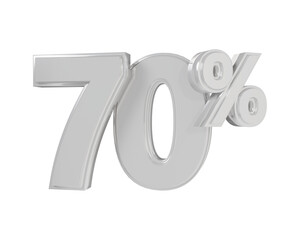 70 Percent Silver Number Discount 3d illustration