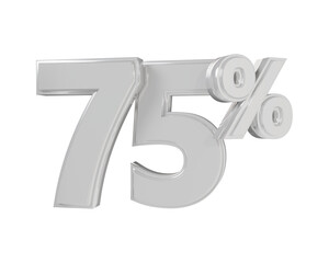 75 Percent Silver Number Discount 3d illustration