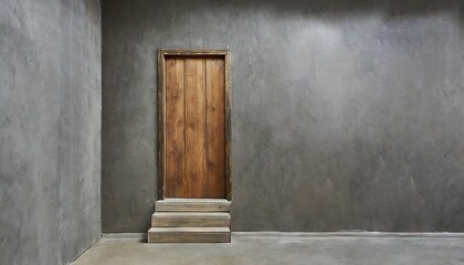 view on empty room apartment entrance with stair simple front wooden door with place for text loft...
