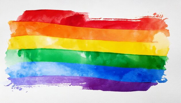 lgbt pride month watercolor texture concept rainbow flag brush style isolate on white background