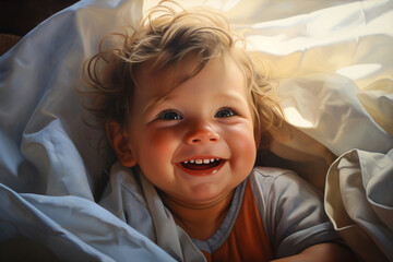 Joyful Toddler with Radiant Smile in Soft Morning Light