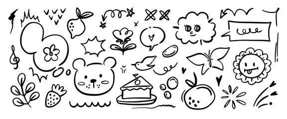 Hand drawn doodle vector set. Collection of cute hand drawn doodle.