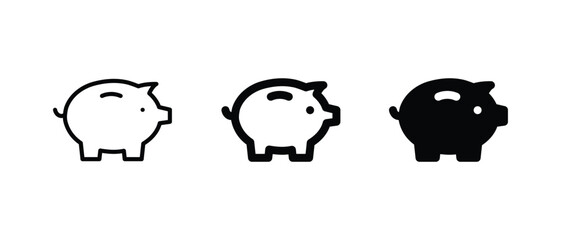 Piggy Bank icon set vector illustration. outline icon for web, ui, and mobile apps
