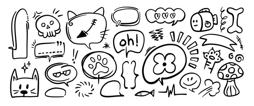 Hand drawn doodle vector set. Collection of cute hand drawn doodle.