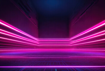 Abstract minimalist geometric background. Ultraviolet spectrum. Cyber space. Futuristic wallpaper. Generative Ai