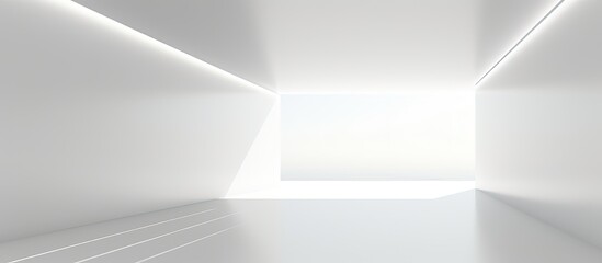 illustration of a white room with sunlight coming in from a window lacking textures and filled with abstract architecture