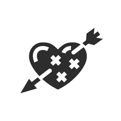 Heart pierced by an arrow and with healed wounds. Vector illustration
