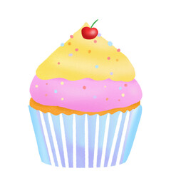 Cupcake with cherry clipart