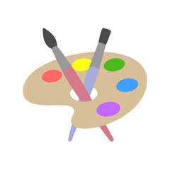 Artist's palette with brushes. Vector illustration