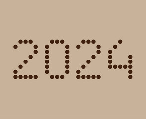2024 Happy New Year Abstract Brown Graphic Design Vector Logo Symbol Illustration