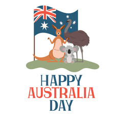 australia day lettering with animals