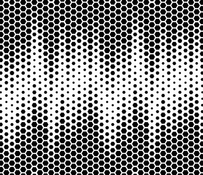 Hexagon Vector Abstract Geometric Technology Background. Halftone Hex Retro Simple Pattern. Minimal Style Dynamic Tech Wallpaper. Vector Formats