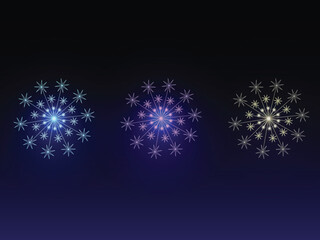 Set of three simple snowflakes. vector illustration.Christmas icon. Freeze snow. Holiday symbols.Cartoon color illustration.