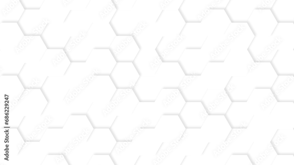 Poster seamless honeycomb hexagonal geometric mesh cell texture. abstract white honeycomb vector wallpaper 