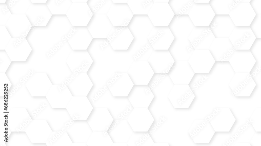 Poster seamless honeycomb hexagonal geometric mesh cell texture. abstract white honeycomb vector wallpaper 